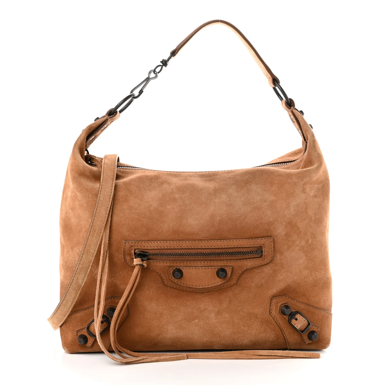 Balenciaga Suede Classic Hardware Small Le City Hobo Bag Camel