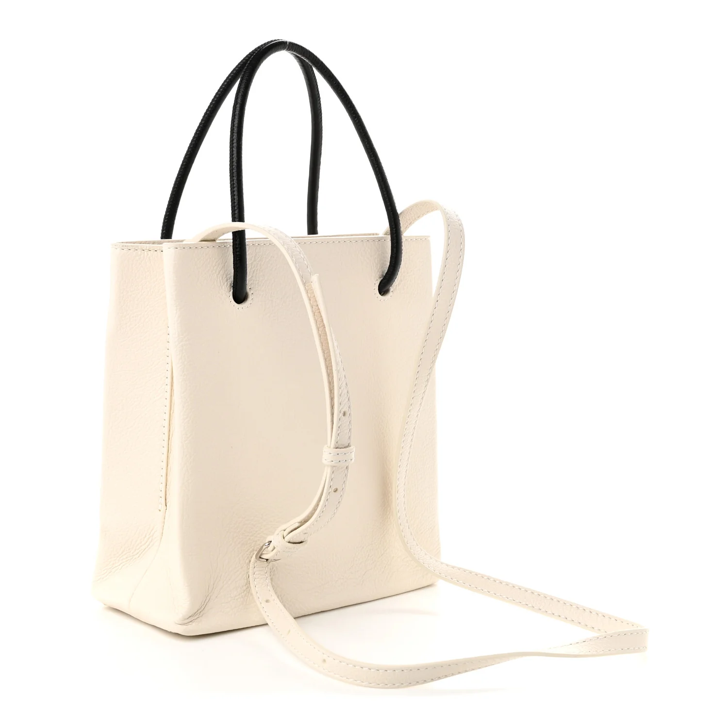 Balenciaga Calfskin Logo XXS Shopping Tote White — view 3