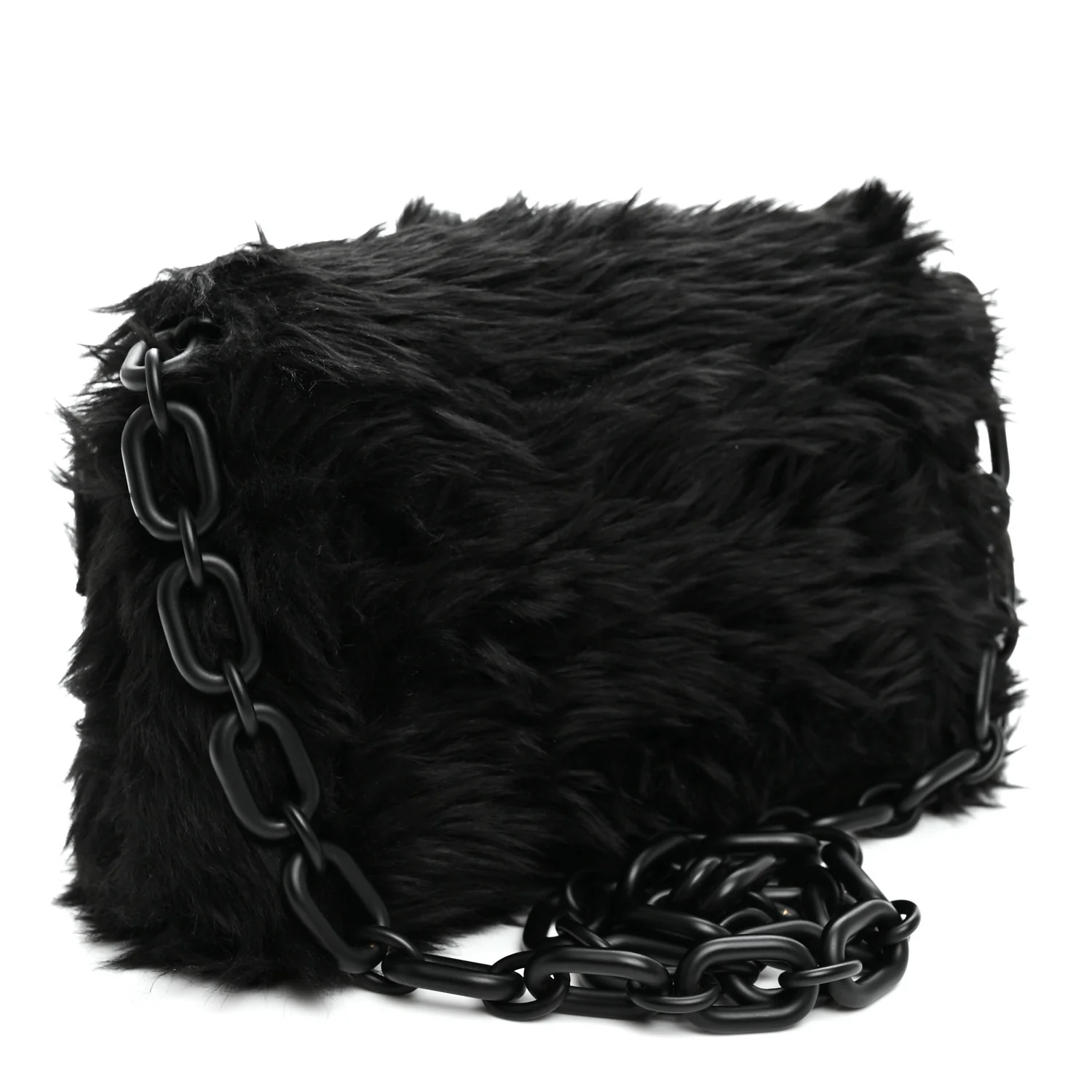 Balenciaga Faux Fur Small Downtown Shoulder Bag Black — view 4