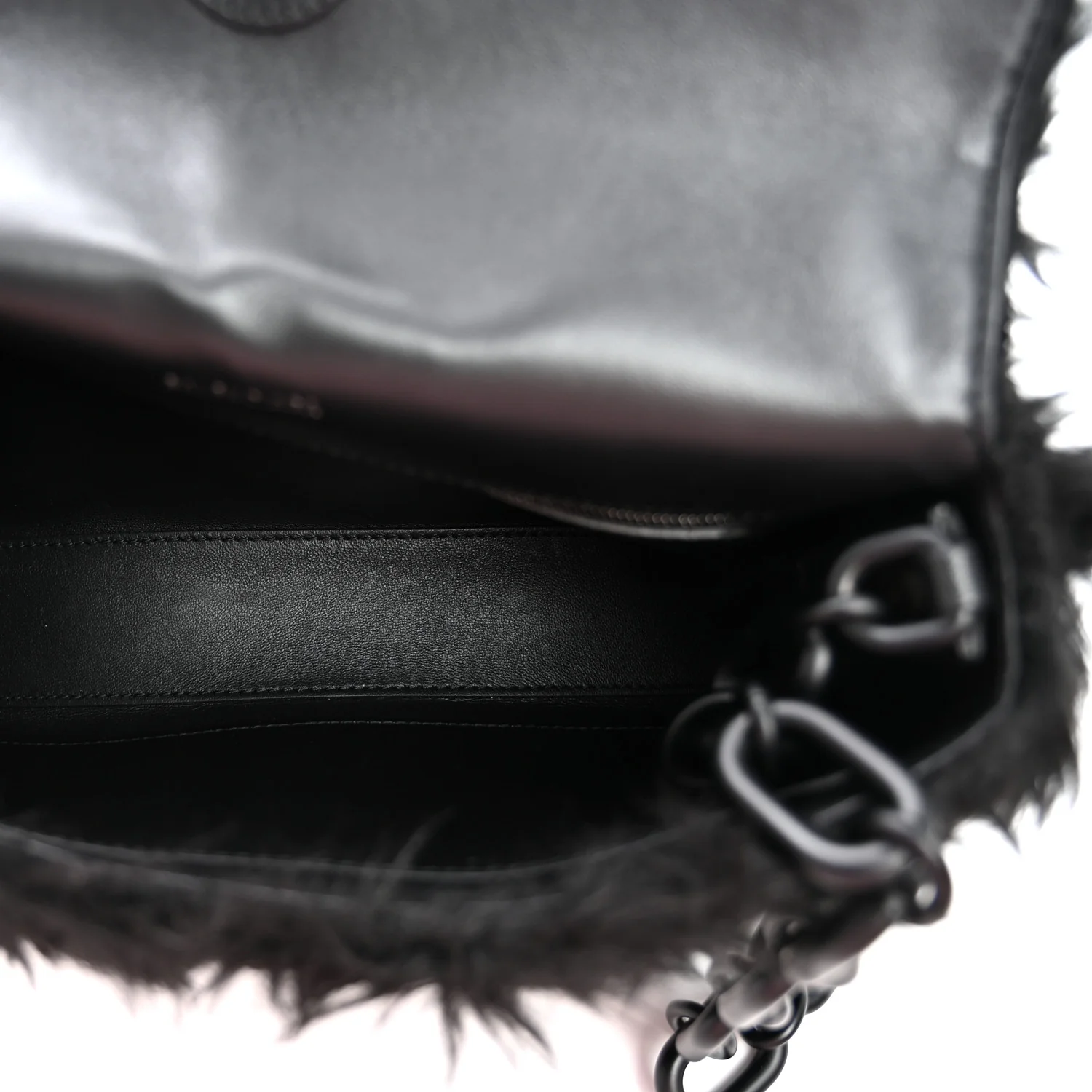 Balenciaga Faux Fur Small Downtown Shoulder Bag Black — view 5