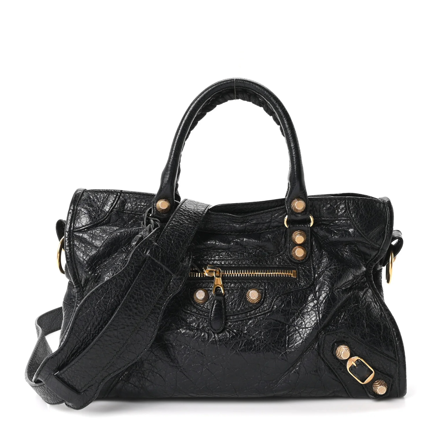 Balenciaga Agneau Giant 12 Gold Hardware S City Black