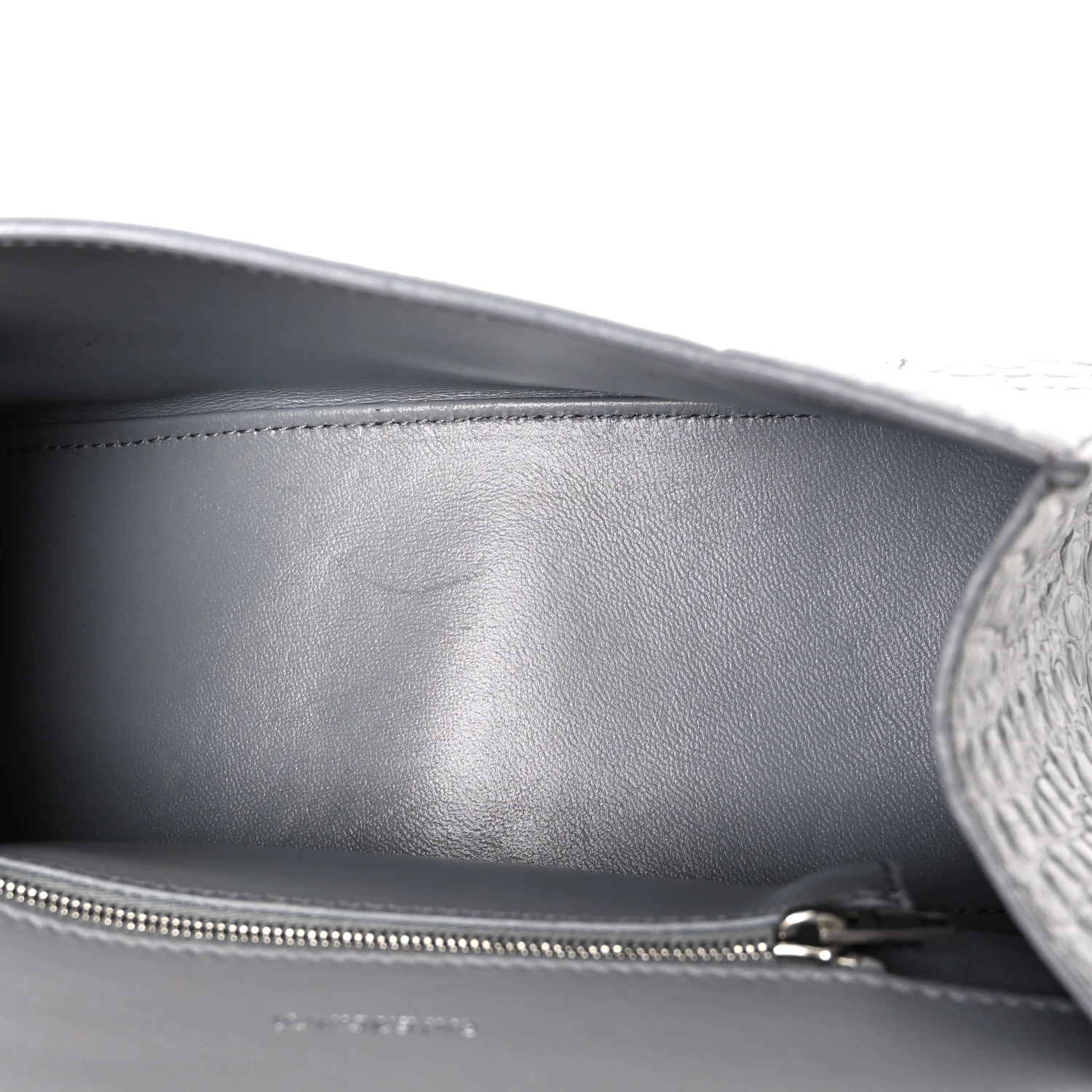 Balenciaga Shiny Calfskin Crocodile Embossed Small Hourglass Top Handle Bag Balenciaga Grey Balenciaga Grey — view 5