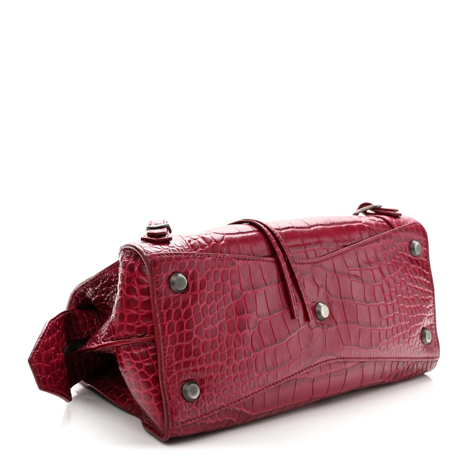 Balenciaga Calfskin Crocodile Embossed Neo Classic Silver Hardware S City Raspberry — view 4