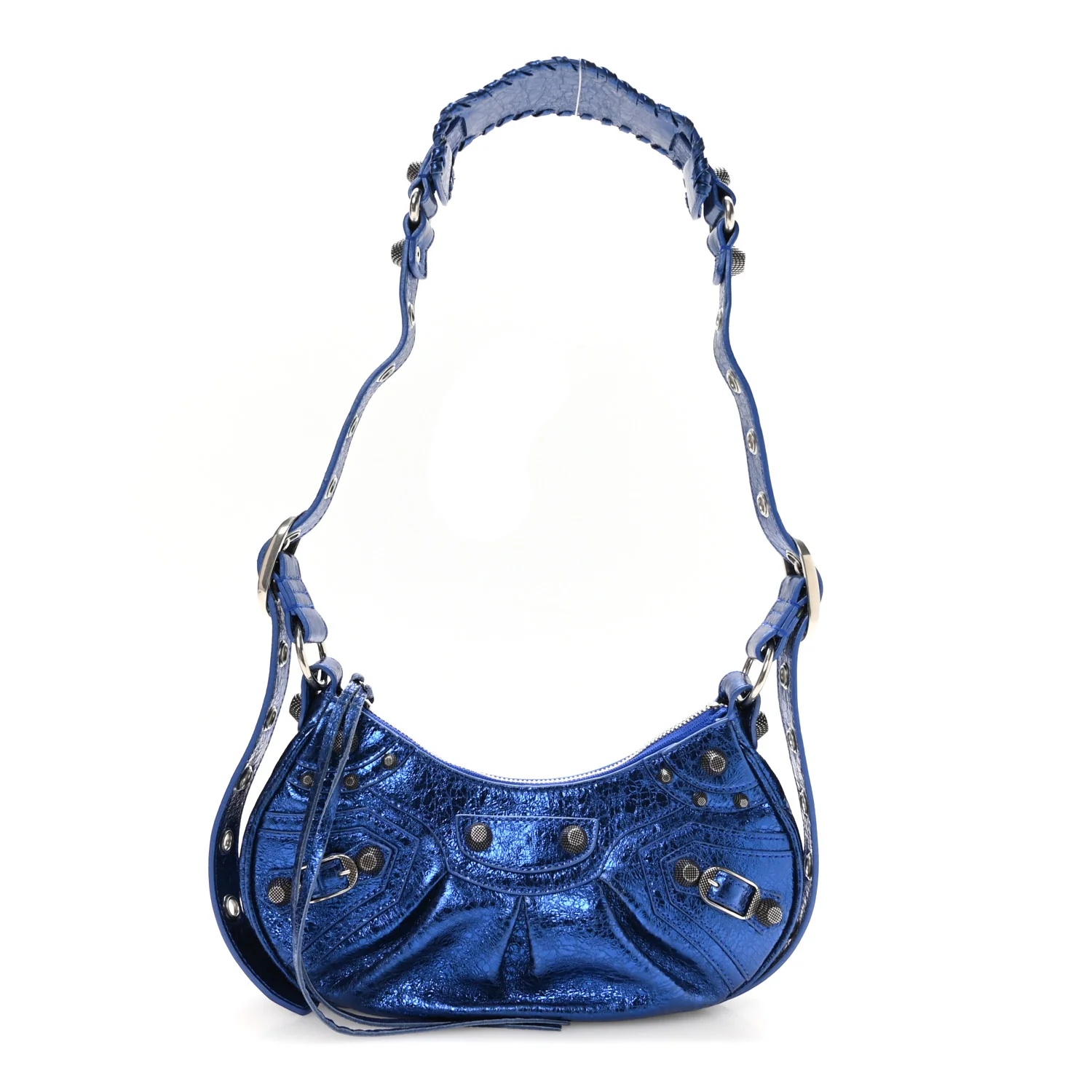 Balenciaga Metallic Arena Agneau Le Cagole Shoulder Bag XS Blue
