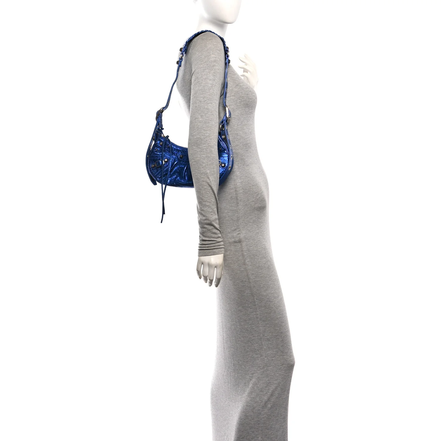 Balenciaga Metallic Arena Agneau Le Cagole Shoulder Bag XS Blue — view 2