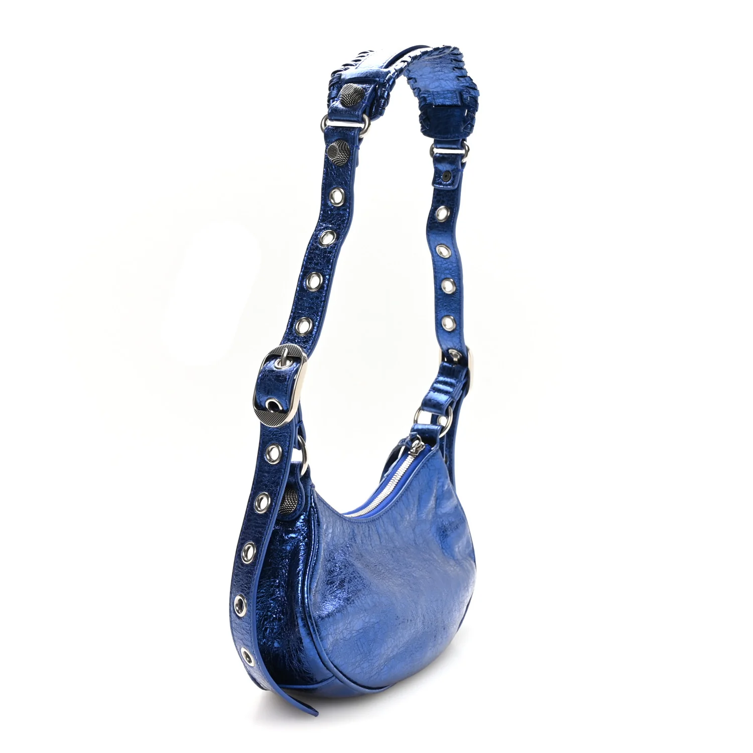 Balenciaga Metallic Arena Agneau Le Cagole Shoulder Bag XS Blue — view 4