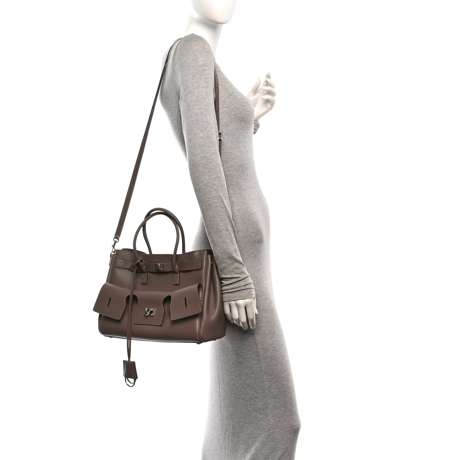 Balenciaga Smooth Calfskin Small Bel Air Carry All Bag Taupe — view 2