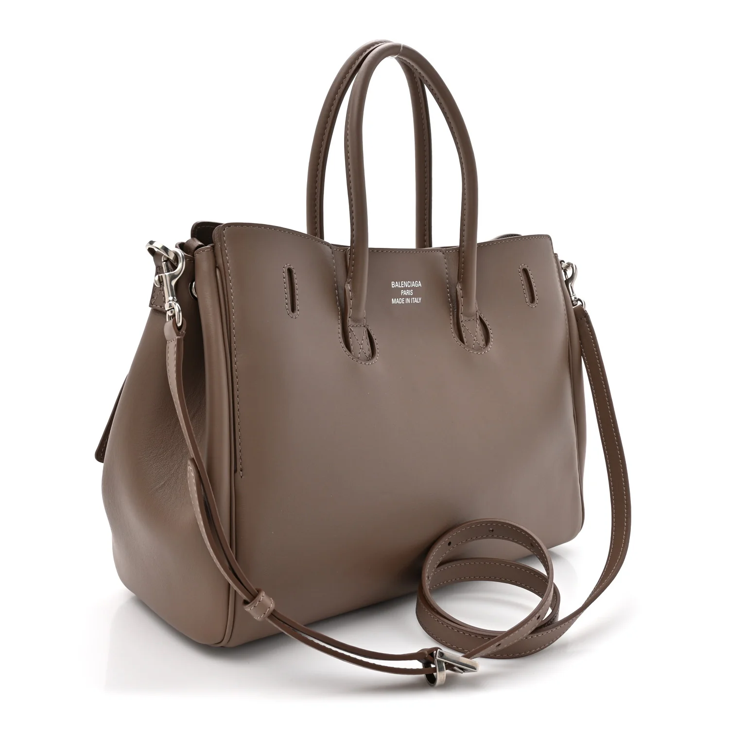 Balenciaga Smooth Calfskin Small Bel Air Carry All Bag Taupe — view 3