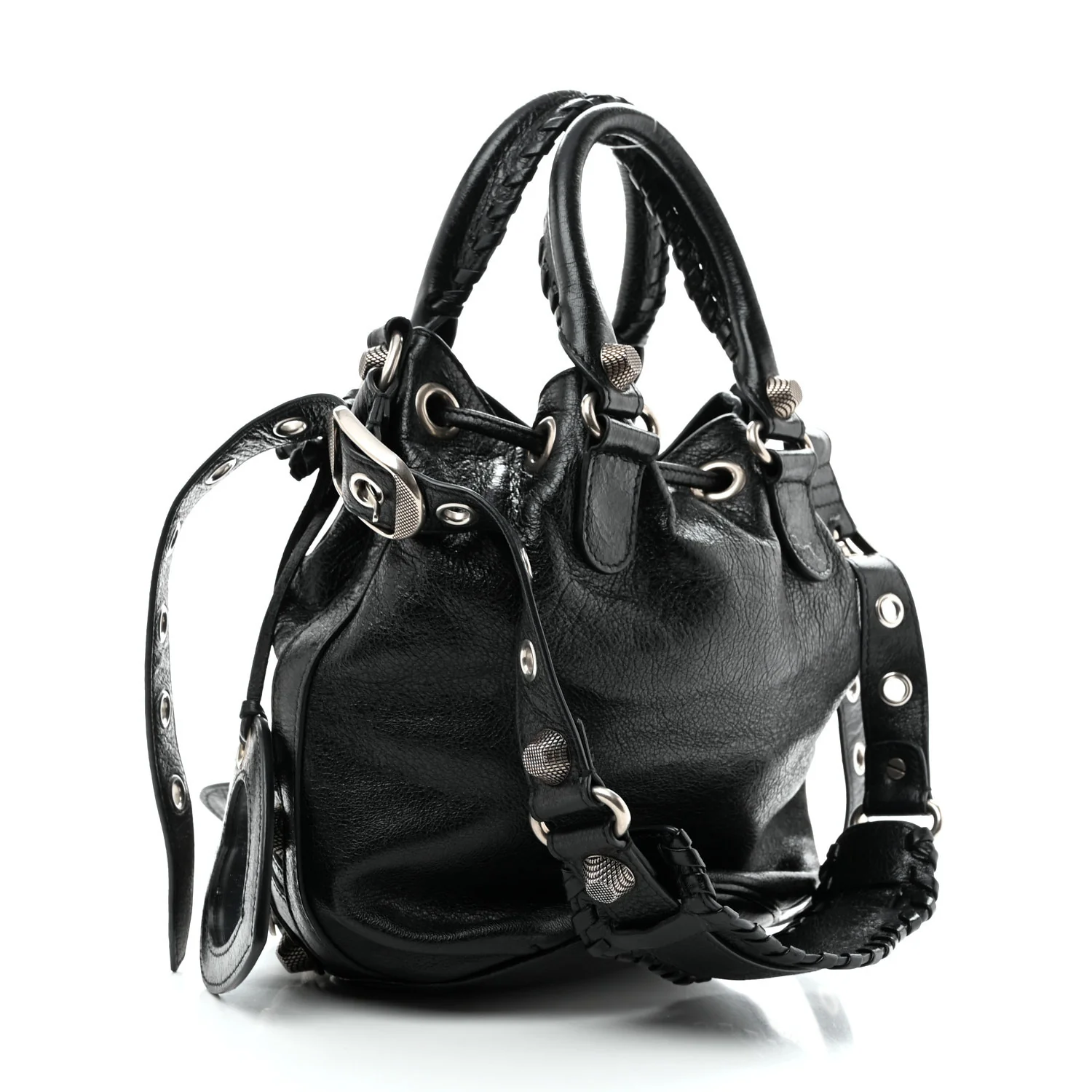 Balenciaga Agneau Arena Small Le Cagole Bucket Bag Black — view 3