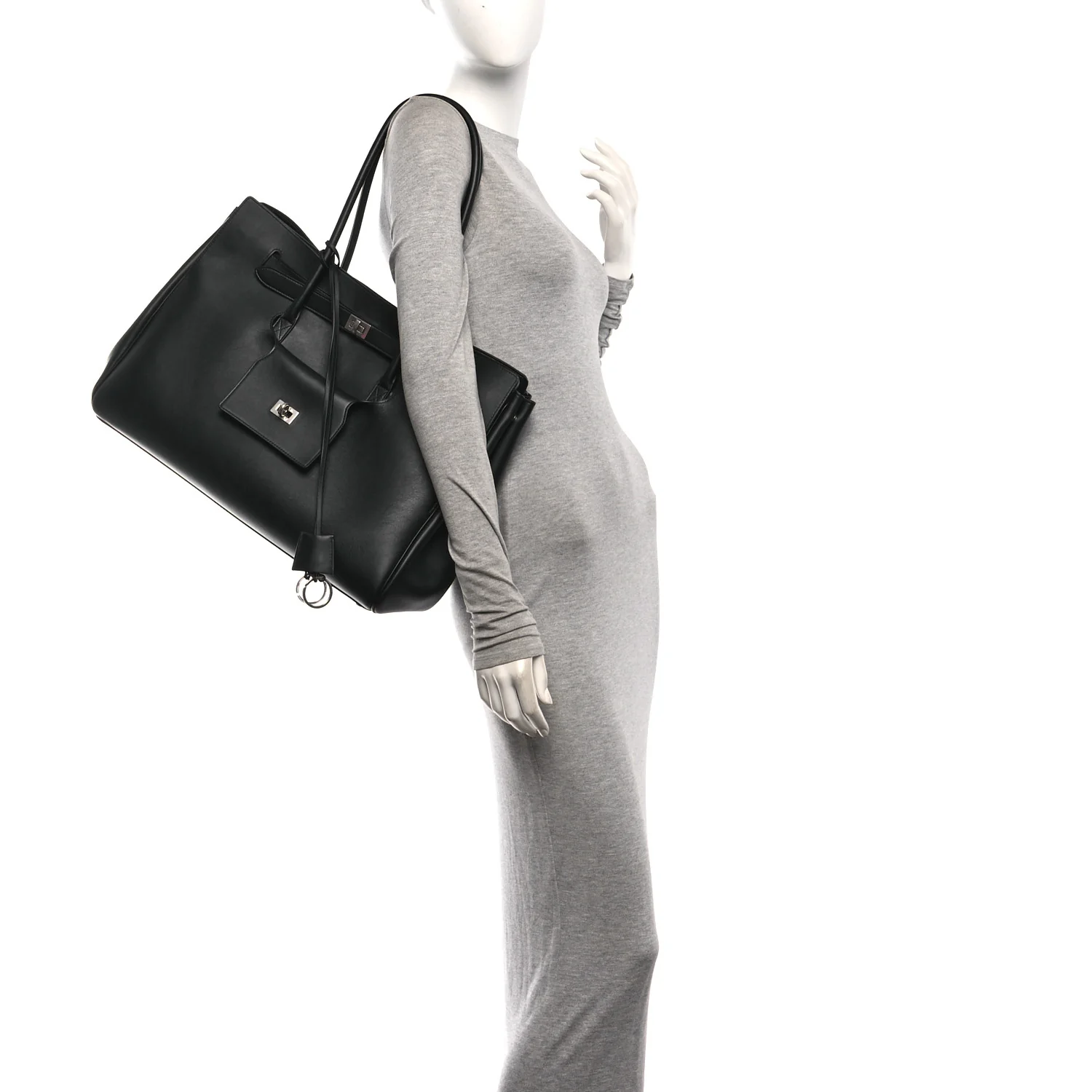 Balenciaga Smooth Calfskin Large Bel Air Carry All Bag Black — view 2