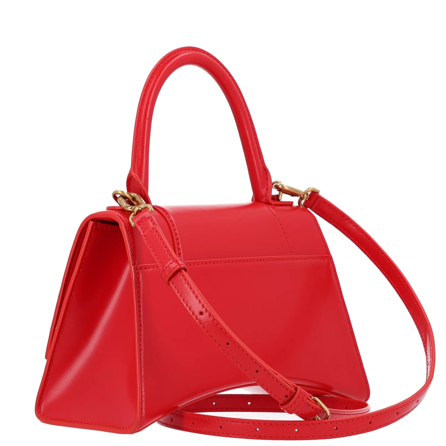 Balenciaga Shiny Box Calfskin Small Hourglass Top Handle Bag Bright Red — view 3