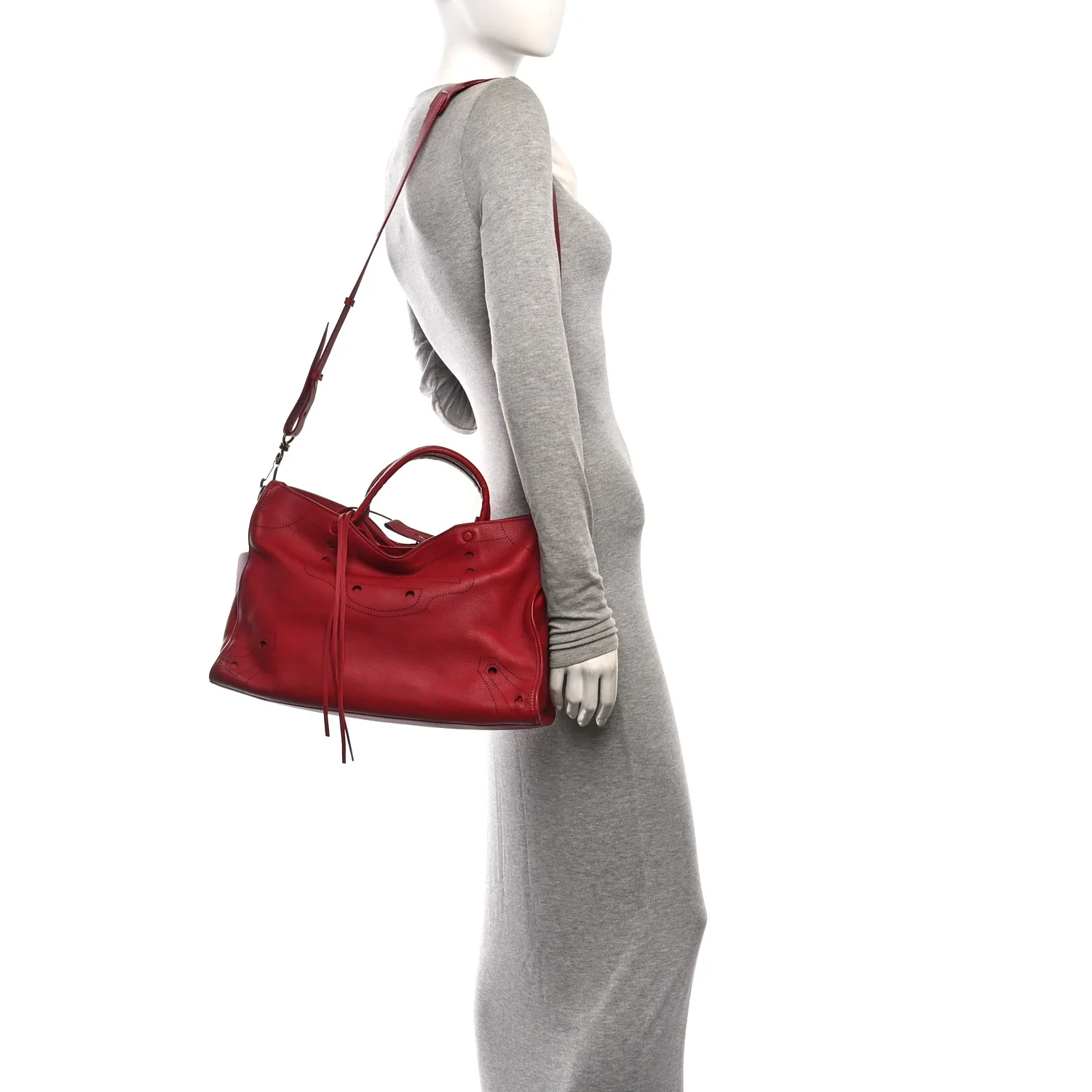 Balenciaga Veau Soyeux Perforated Blackout City Rouge Groseille — view 2