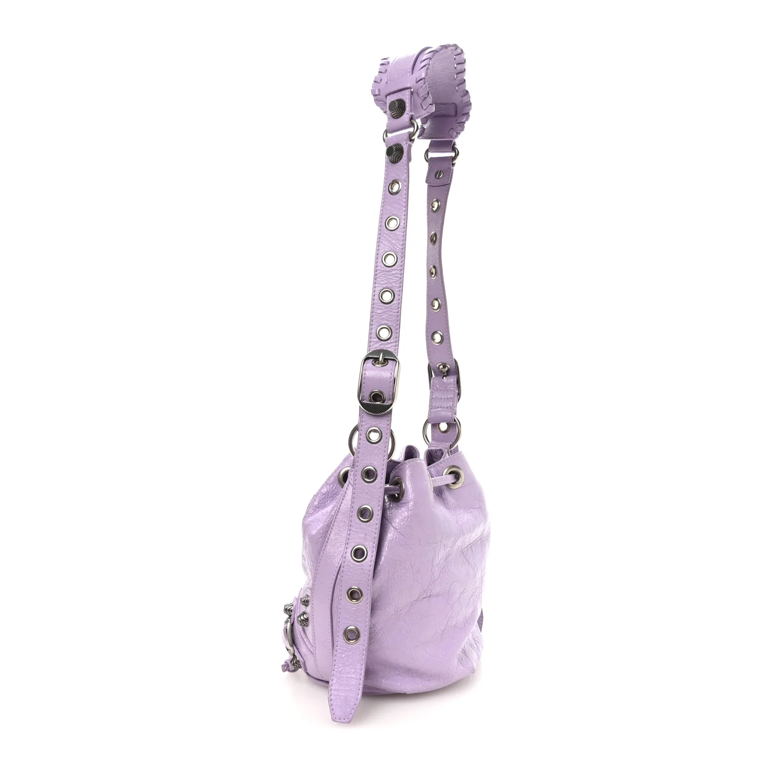 Balenciaga Agneau Arena Le Cagole Bucket Bag XS Lilac — view 3