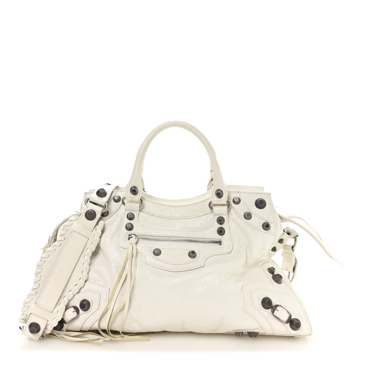 Balenciaga Agneau Arena Neo Cagole City Handbag Optic White