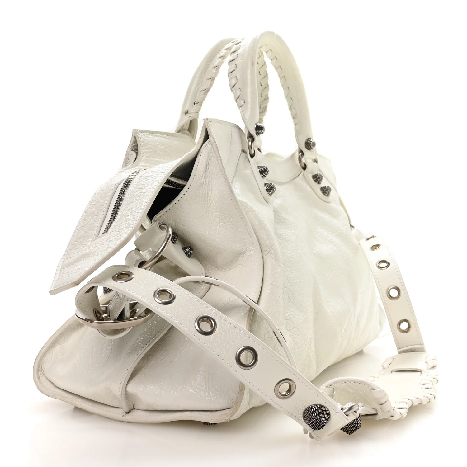 Balenciaga Agneau Arena Neo Cagole City Handbag Optic White — view 3