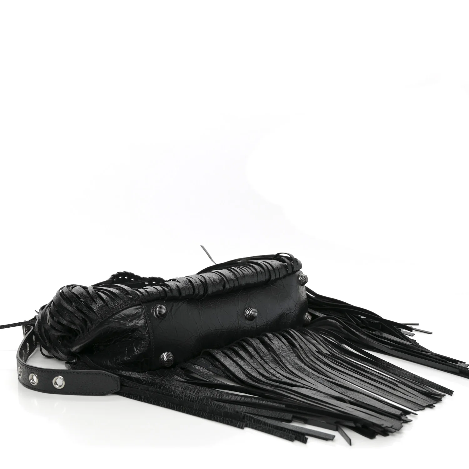 Balenciaga Agneau Arena Small Le Cagole Fringe Shoulder Bag Black — view 4