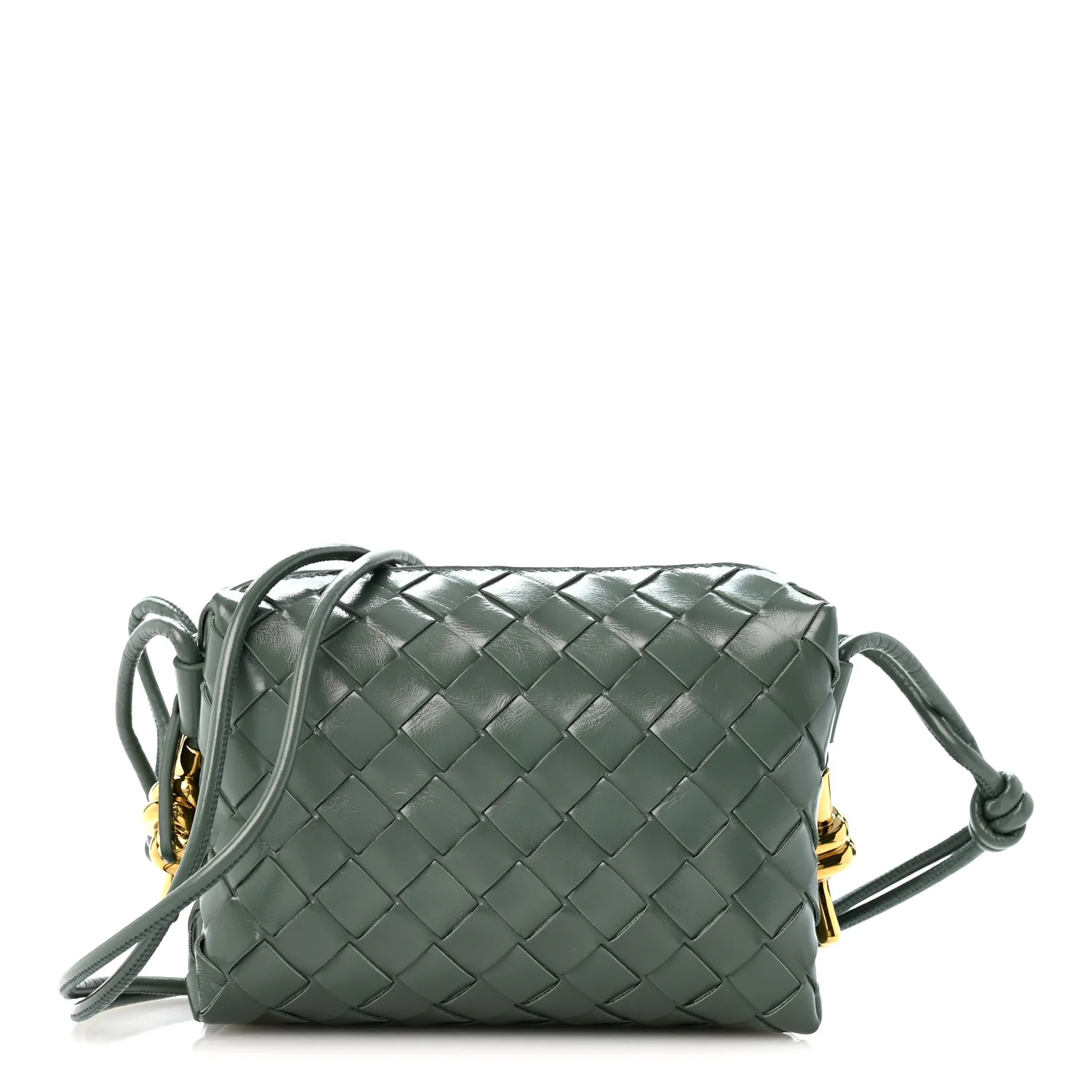 Bottega Veneta Polished Nappa Intrecciato Knot Mini Loop Camera Bag Aloe