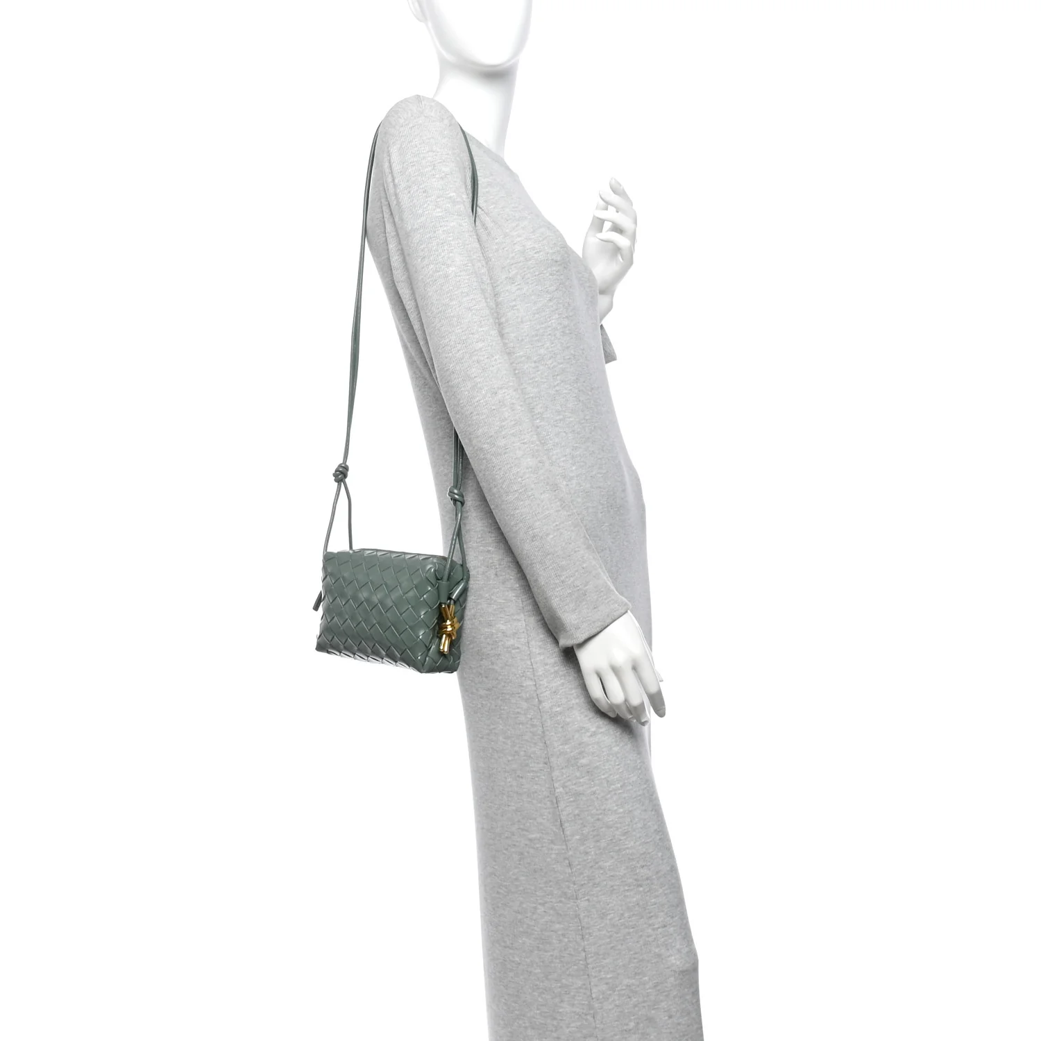 Bottega Veneta Polished Nappa Intrecciato Knot Mini Loop Camera Bag Aloe — view 2