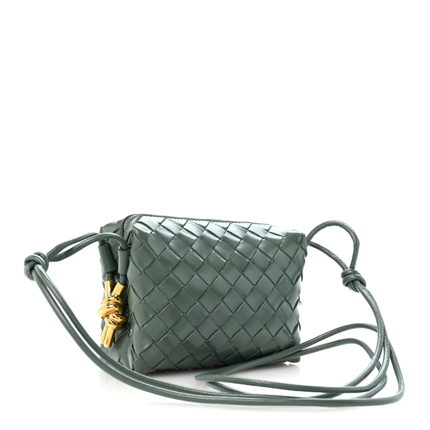 Bottega Veneta Polished Nappa Intrecciato Knot Mini Loop Camera Bag Aloe — view 3