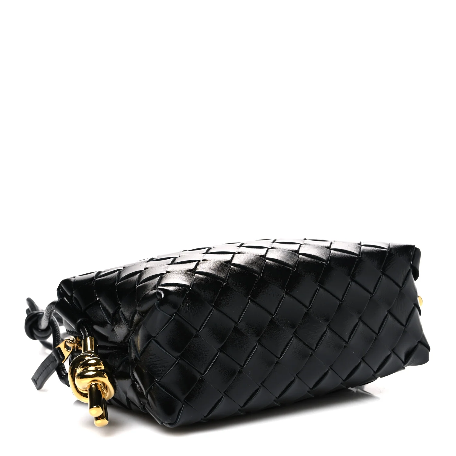Bottega Veneta Polished Nappa Intrecciato Metallic Knot Mini Loop Camera Bag Black — view 4
