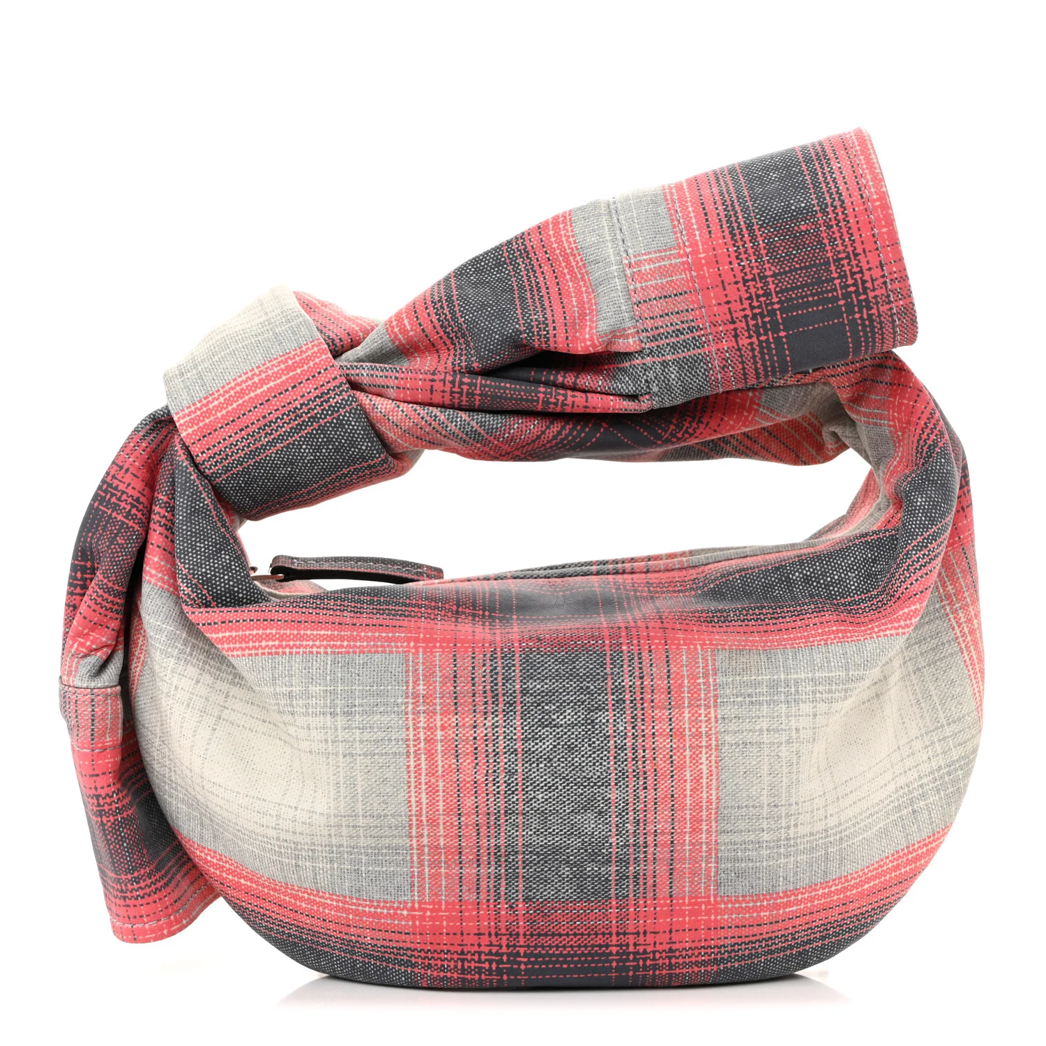Bottega Veneta Nappa Tartan Shirt Effect Mini Jodie Grey Red