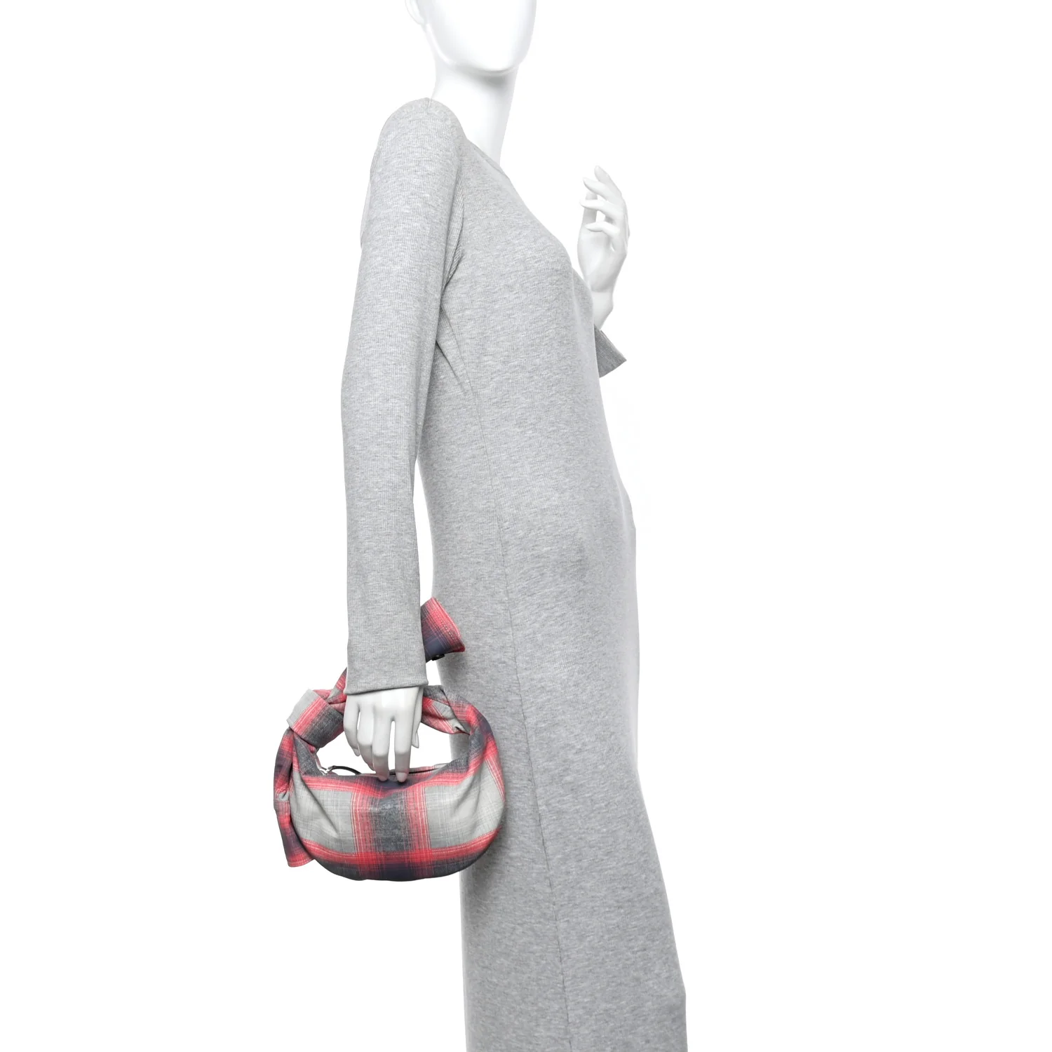 Bottega Veneta Nappa Tartan Shirt Effect Mini Jodie Grey Red — view 2