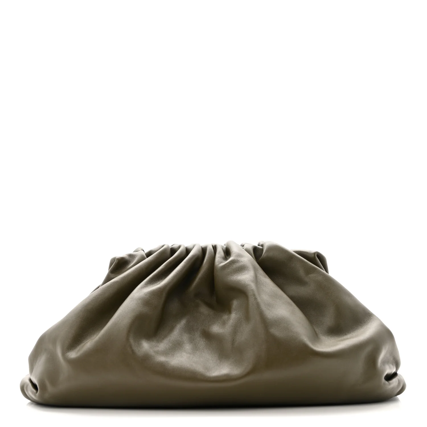 Bottega Veneta Smooth Butter Calf The Pouch Oversized Clutch Kaki Fondent