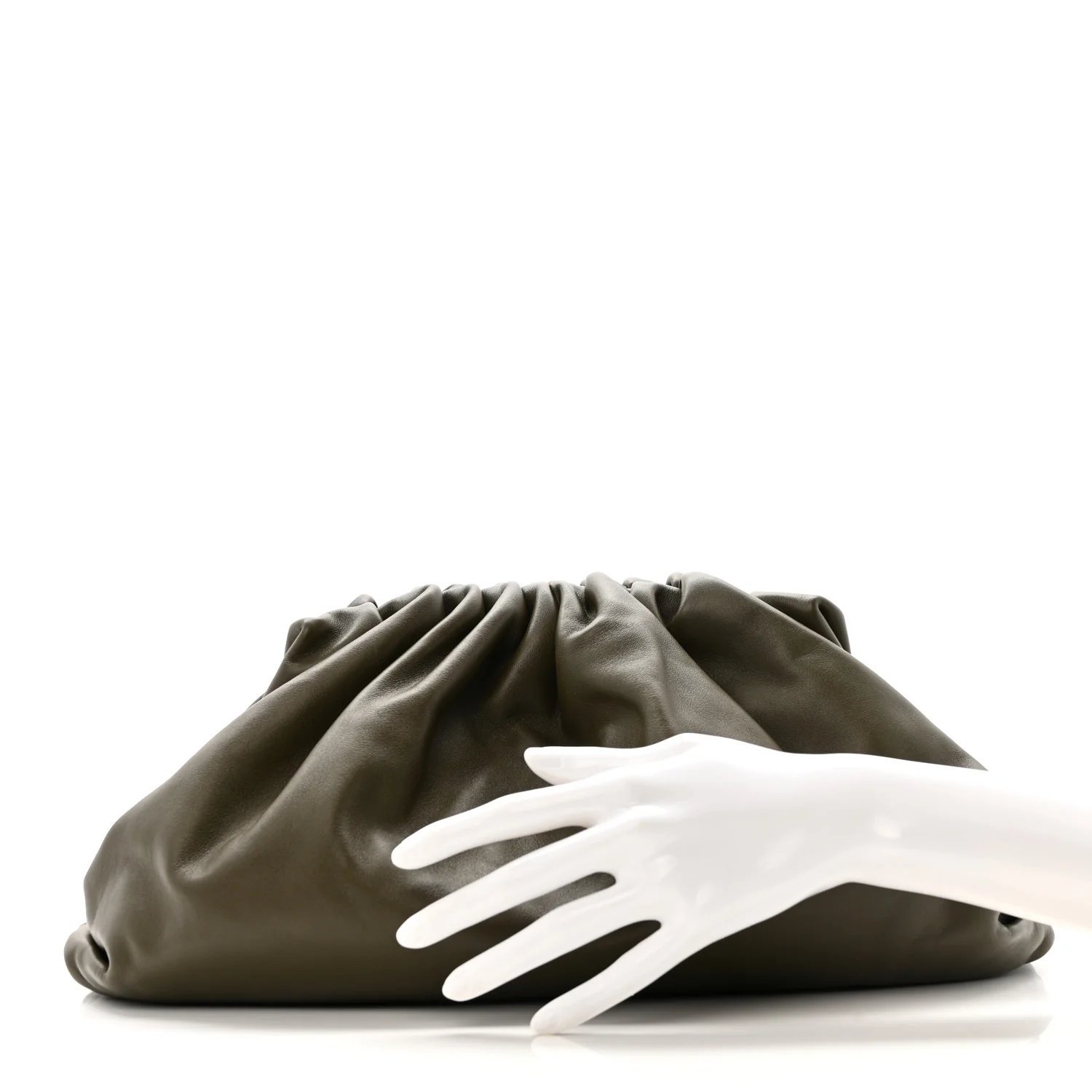 Bottega Veneta Smooth Butter Calf The Pouch Oversized Clutch Kaki Fondent — view 2