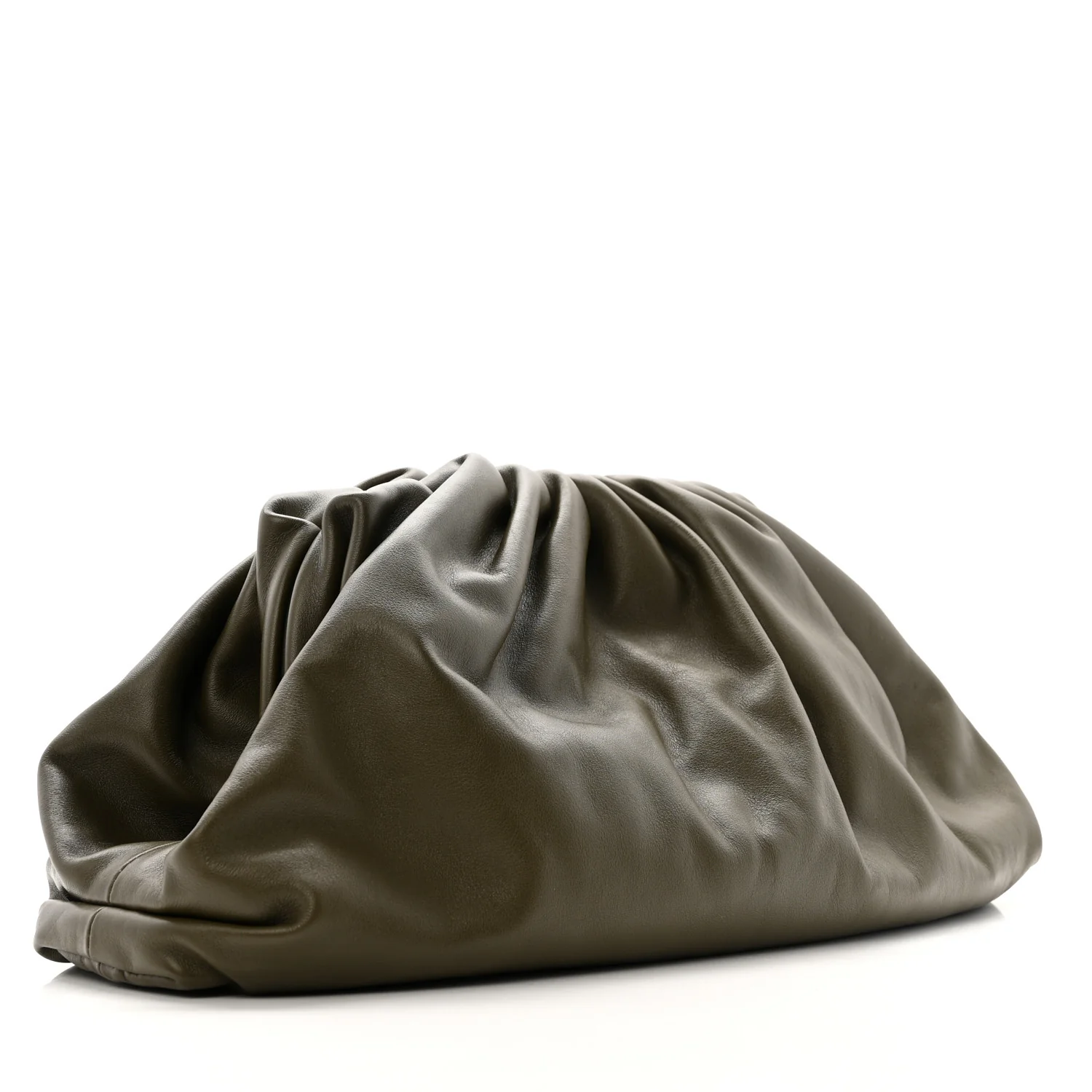 Bottega Veneta Smooth Butter Calf The Pouch Oversized Clutch Kaki Fondent — view 3