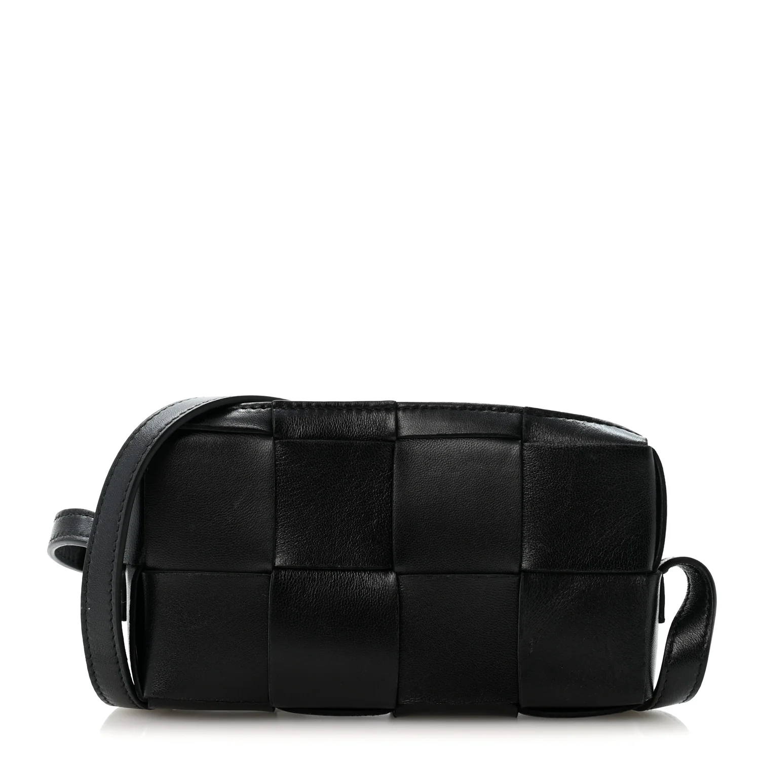 Bottega Veneta Lambskin Maxi Intreccio Cassette Phone Pouch Crossbody Bag Black