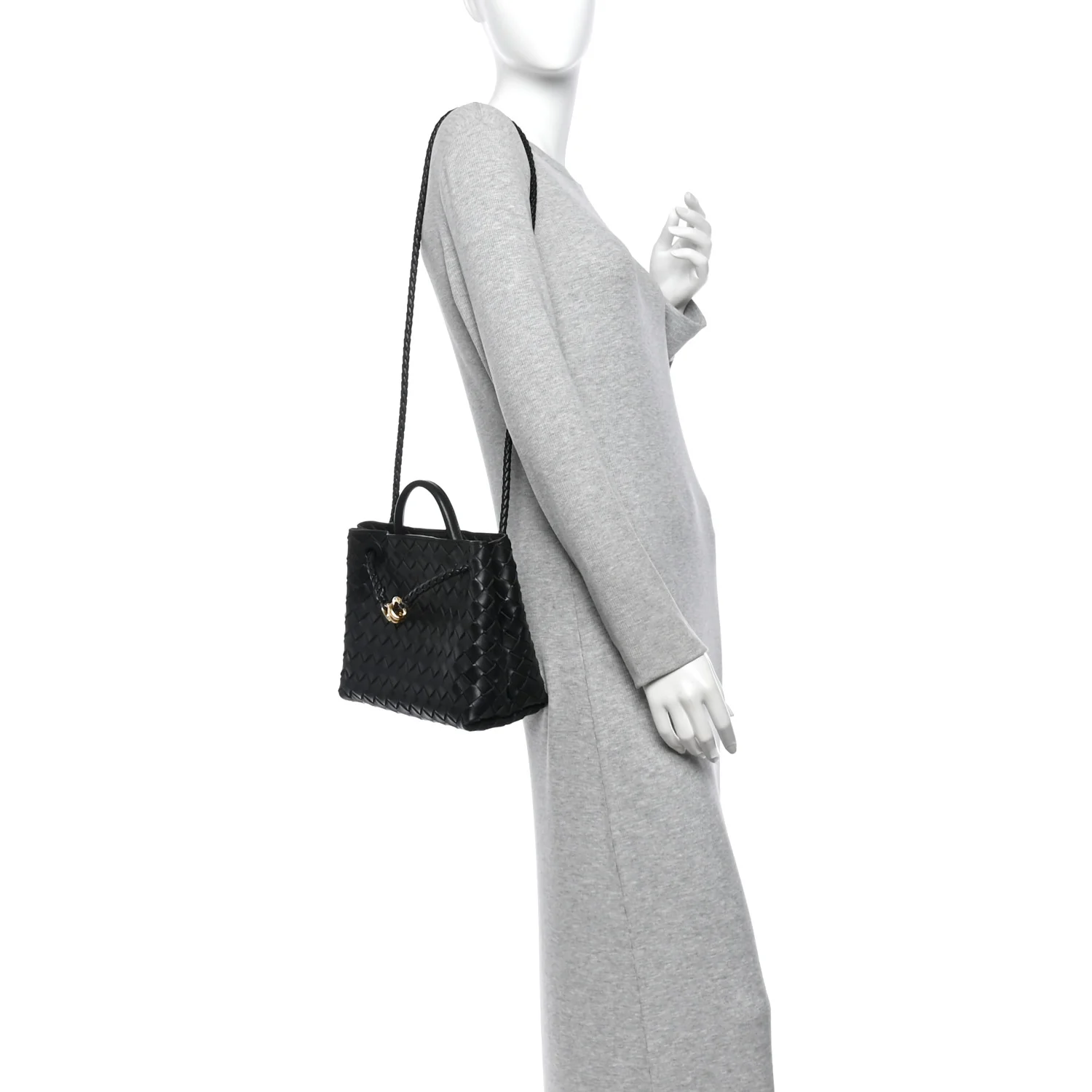 Bottega Veneta Nappa Intrecciato Small Andiamo Shoulder Bag Black — view 2