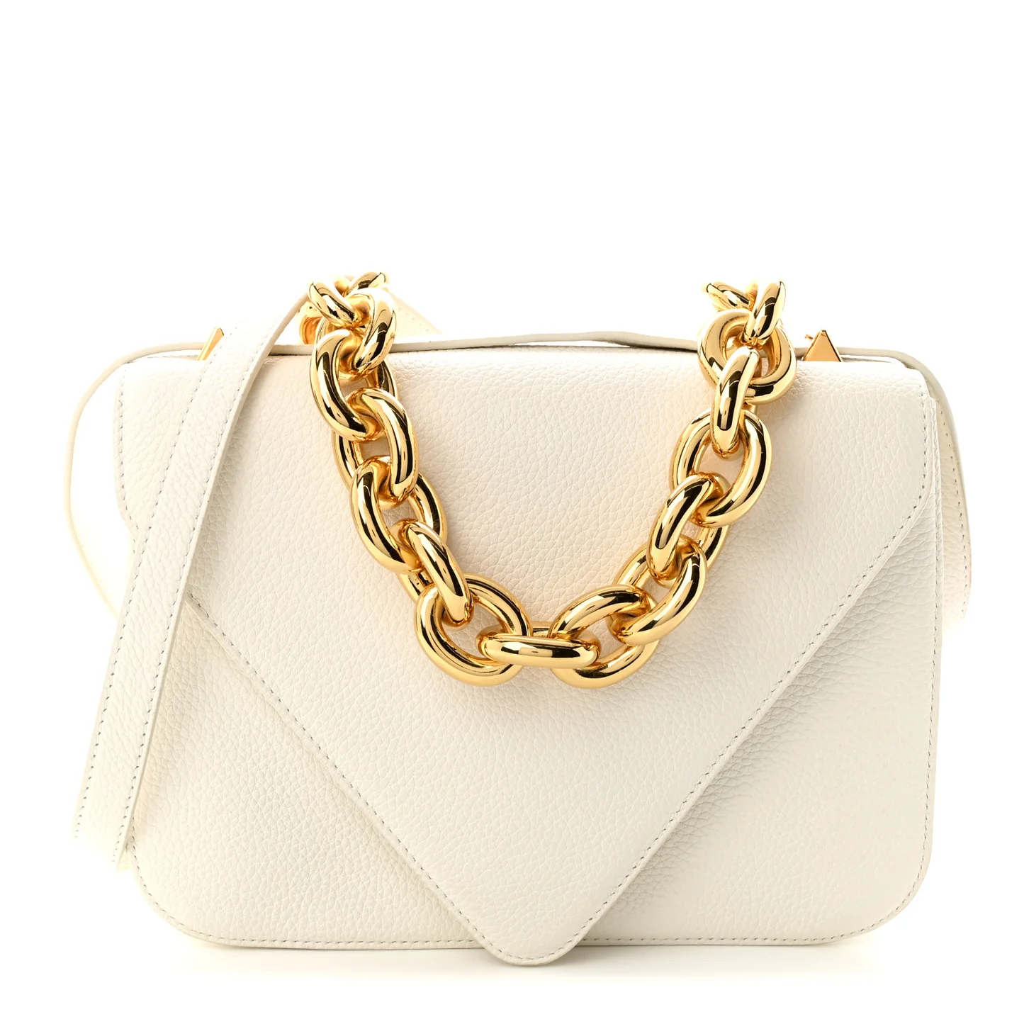 Bottega Veneta Calfskin Mount Envelope Bag White