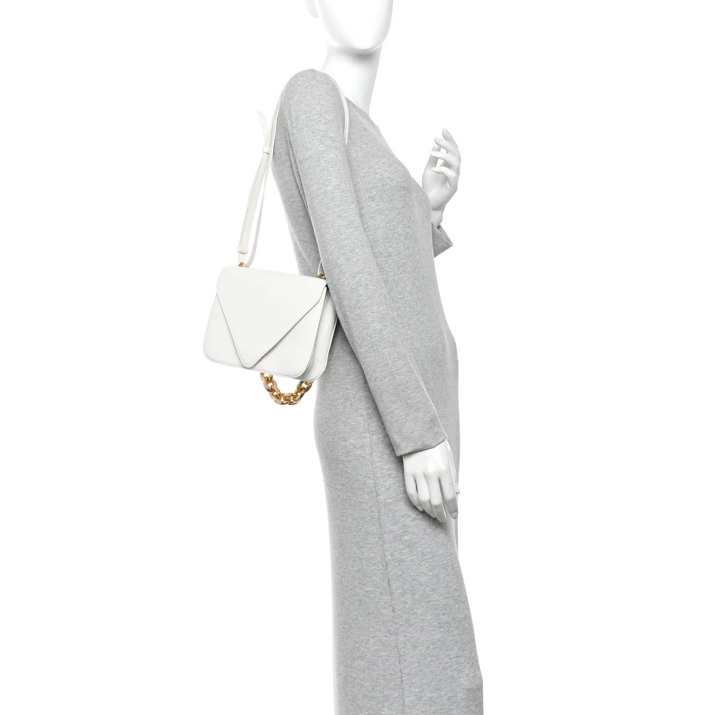 Bottega Veneta Calfskin Mount Envelope Bag White — view 2