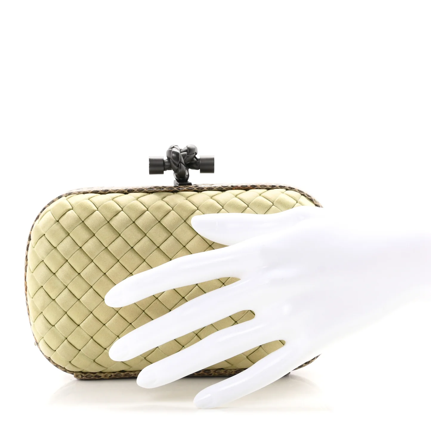 Bottega Veneta Satin Intreccio Impero Ayers Knot Clutch Green — view 2