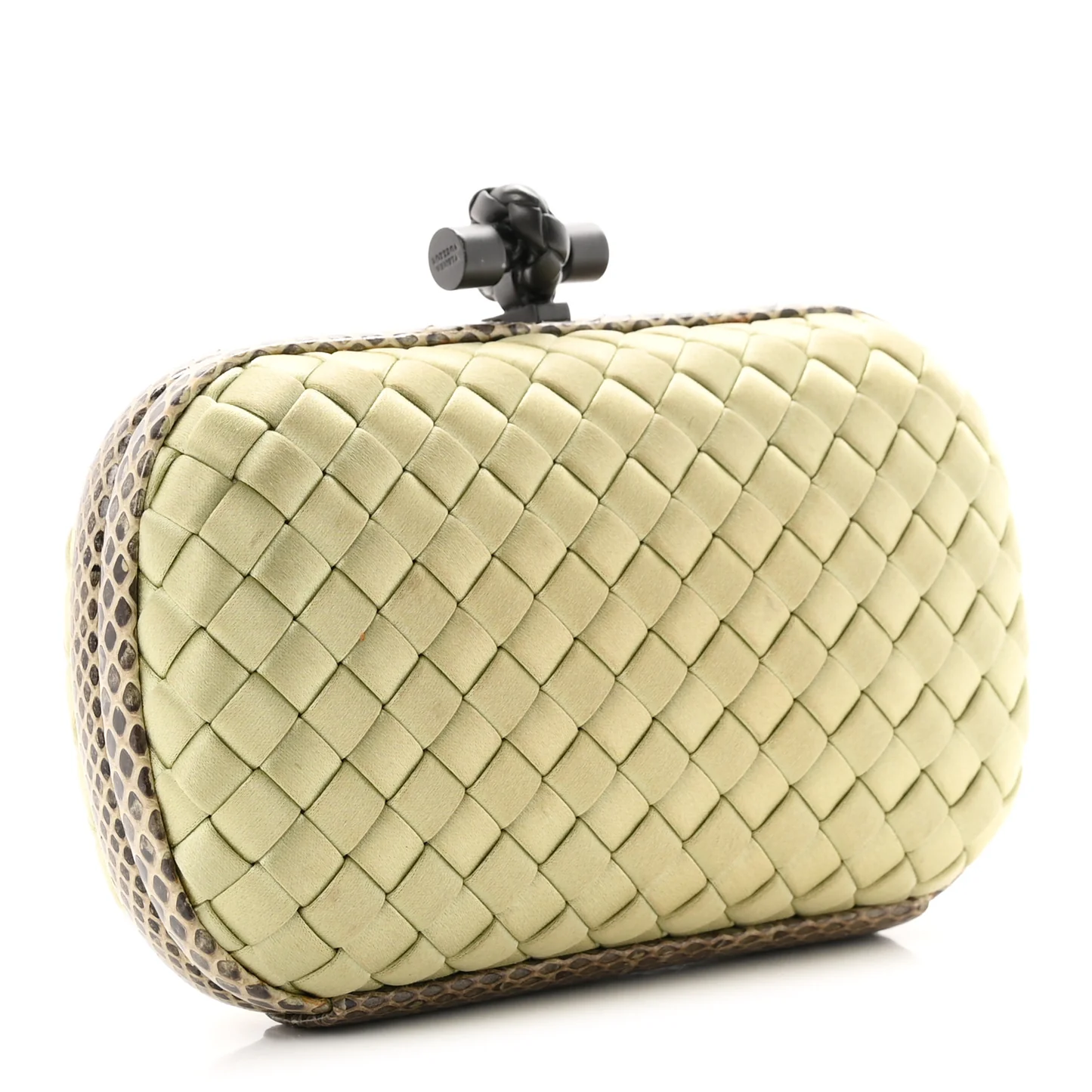 Bottega Veneta Satin Intreccio Impero Ayers Knot Clutch Green — view 3