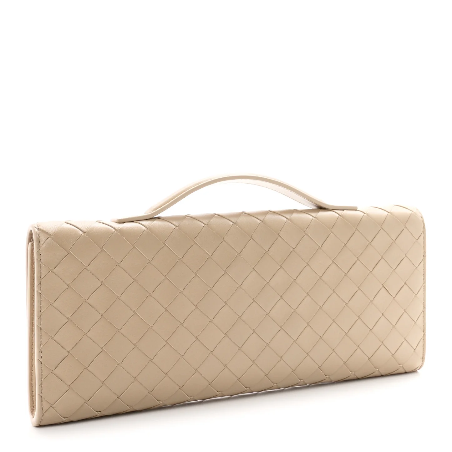 Bottega Veneta Nappa Intrecciato Long Andiamo Top Handle Clutch Ecru — view 3
