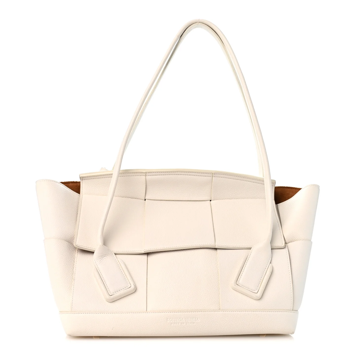 Bottega Veneta French Calfskin Maxi Intrecciato Medium Arco Bianco