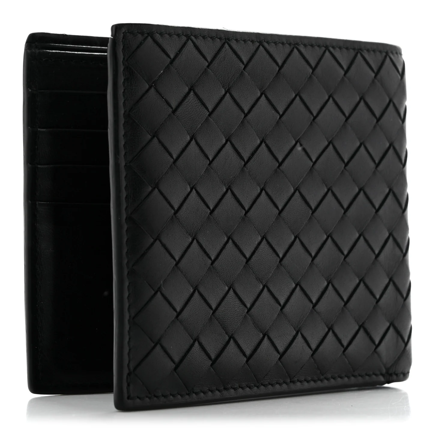 Bottega Veneta Nappa Intrecciato Bi-Fold Wallet Black — view 3
