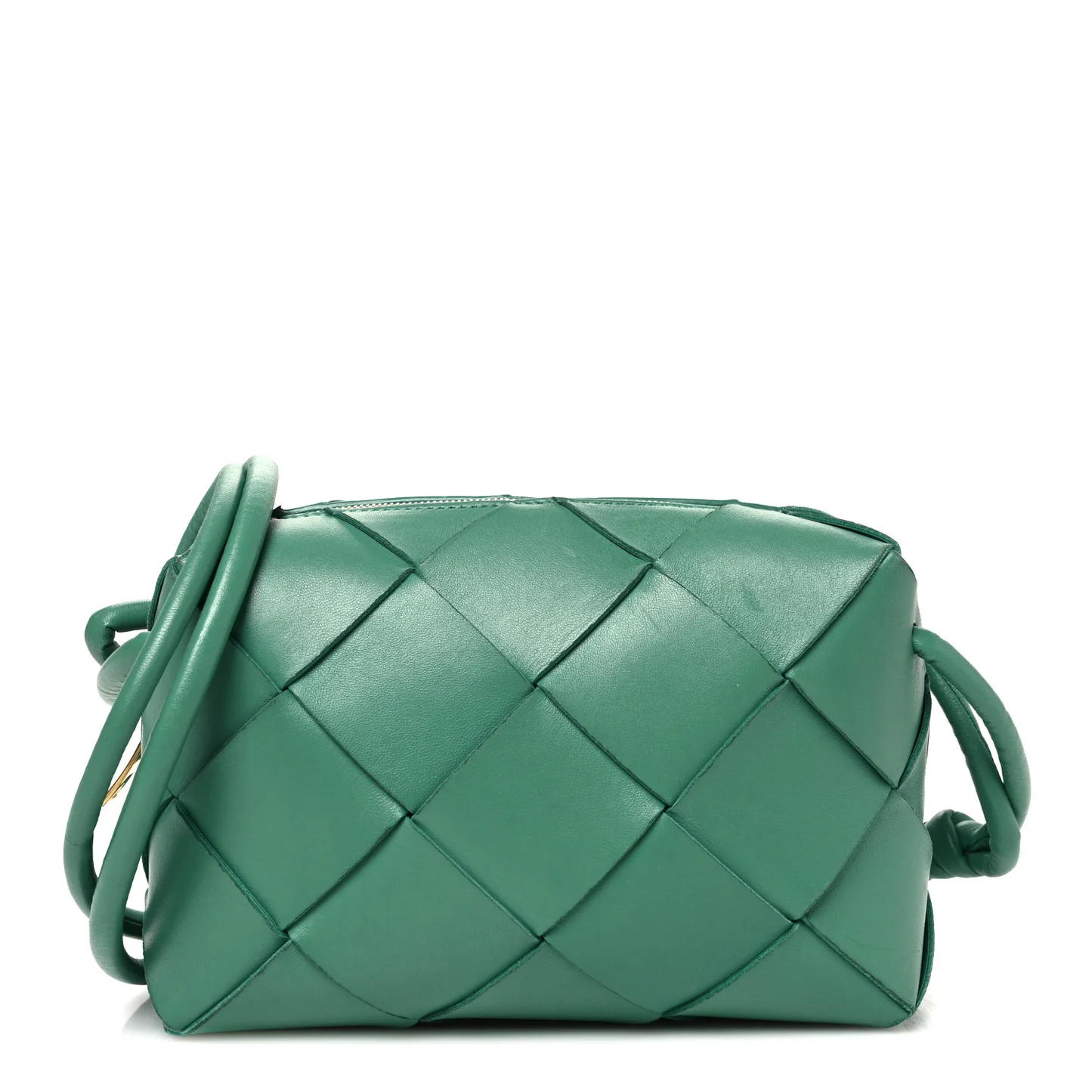 Bottega Veneta Lambskin Maxi Intrecciato Small Cassette Camera Bag Mermaid