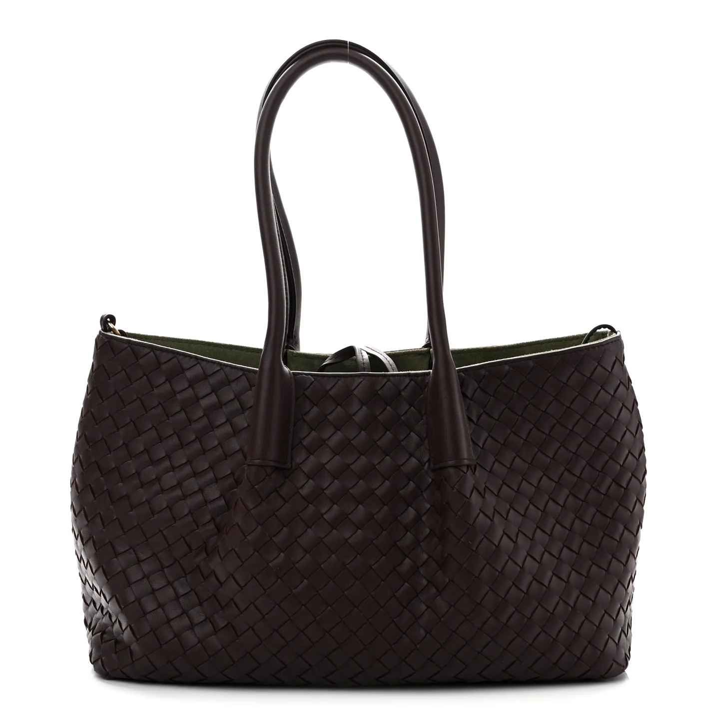 Bottega Veneta Calfskin Intrecciato Pinacoteca Reversible Tote Dark Barolo Pickle