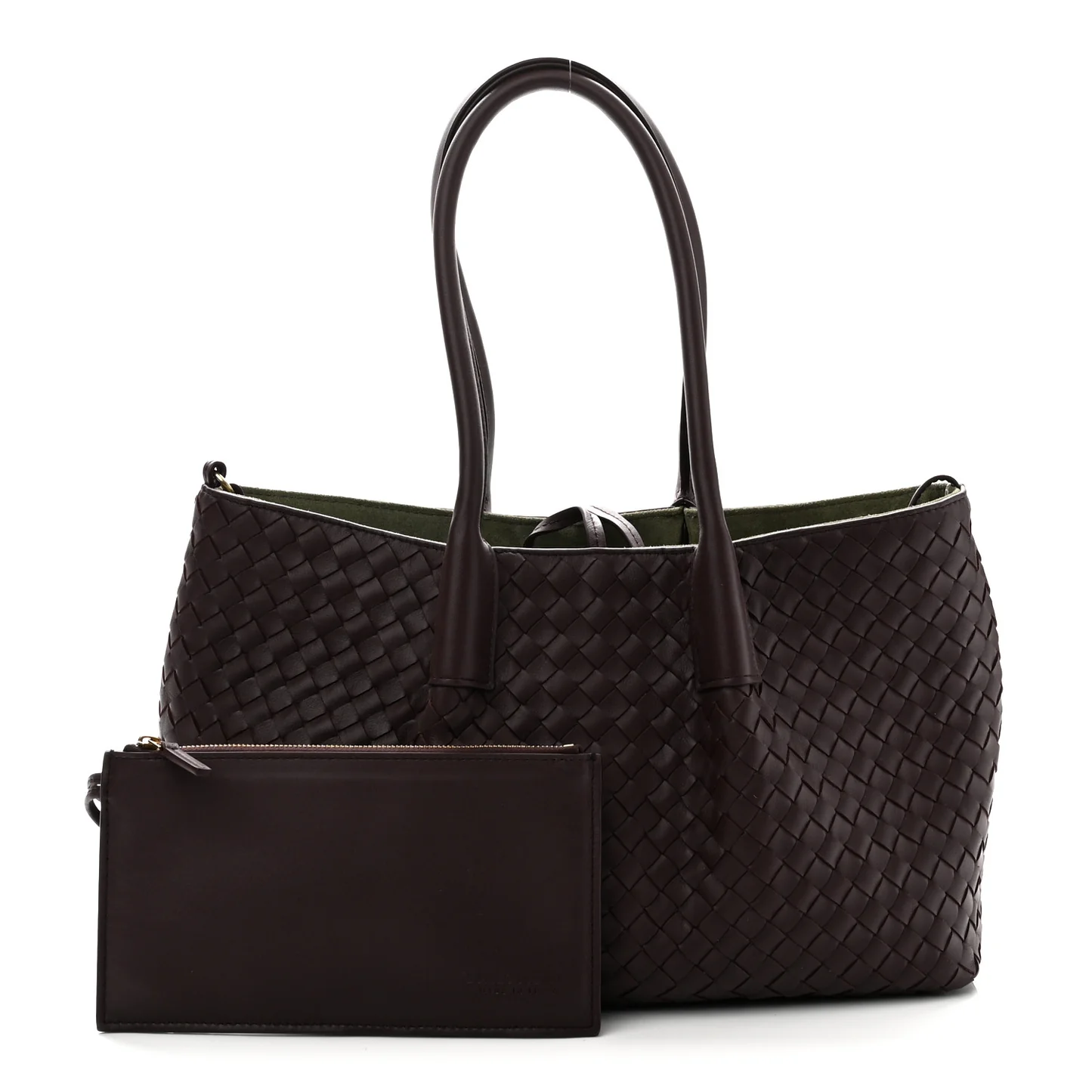 Bottega Veneta Calfskin Intrecciato Pinacoteca Reversible Tote Dark Barolo Pickle — view 3