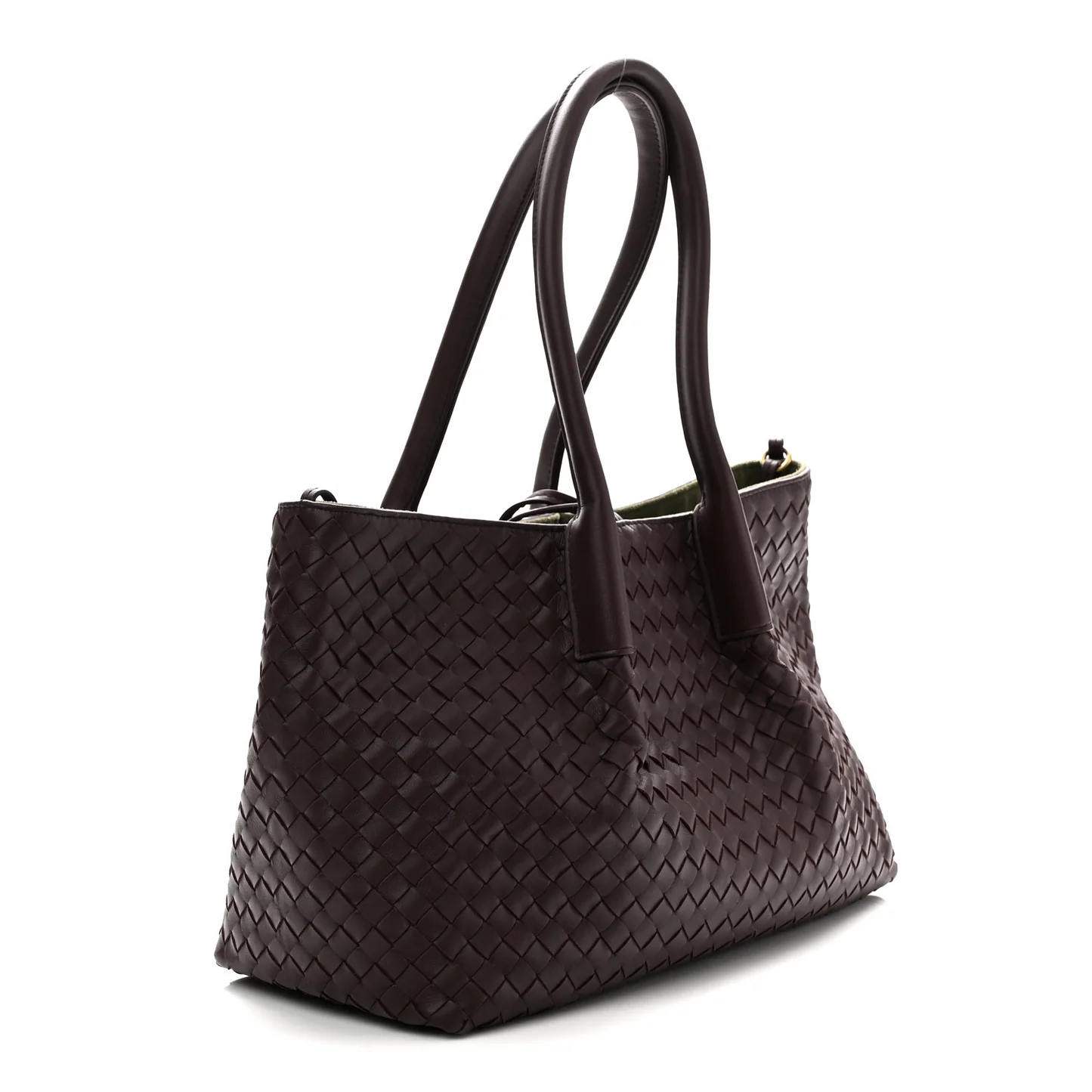 Bottega Veneta Calfskin Intrecciato Pinacoteca Reversible Tote Dark Barolo Pickle — view 4