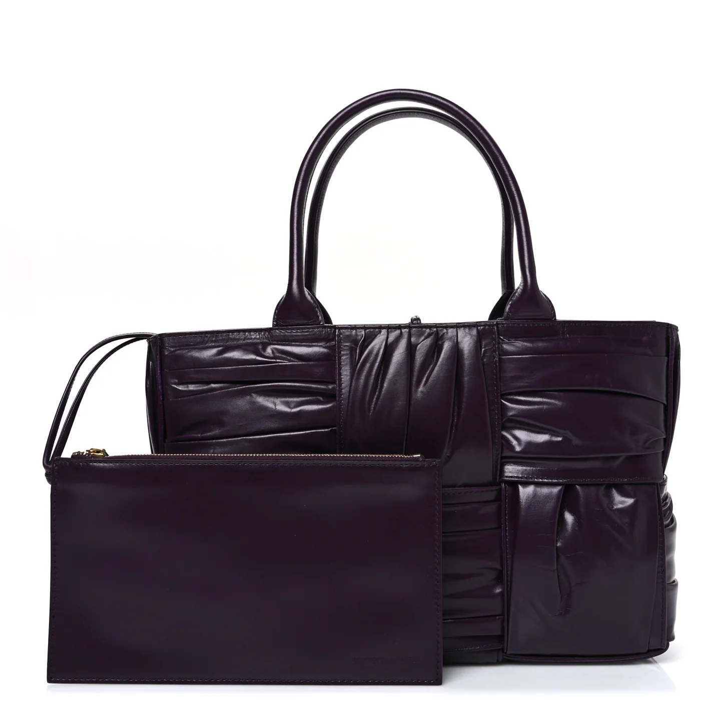 Bottega Veneta Foulard Intrecciato Pleated Medium Arco Tote Dark Mystic — view 3