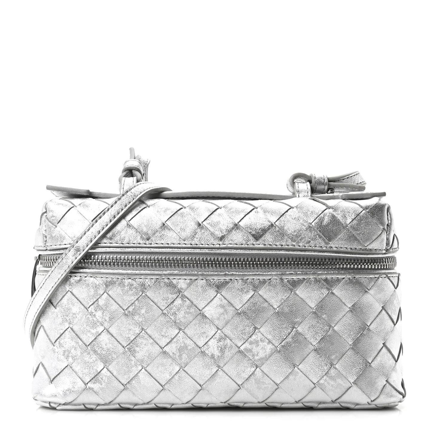 Bottega Veneta Laminated Nappa Intrecciato Bang Bang Vanity Case Silver