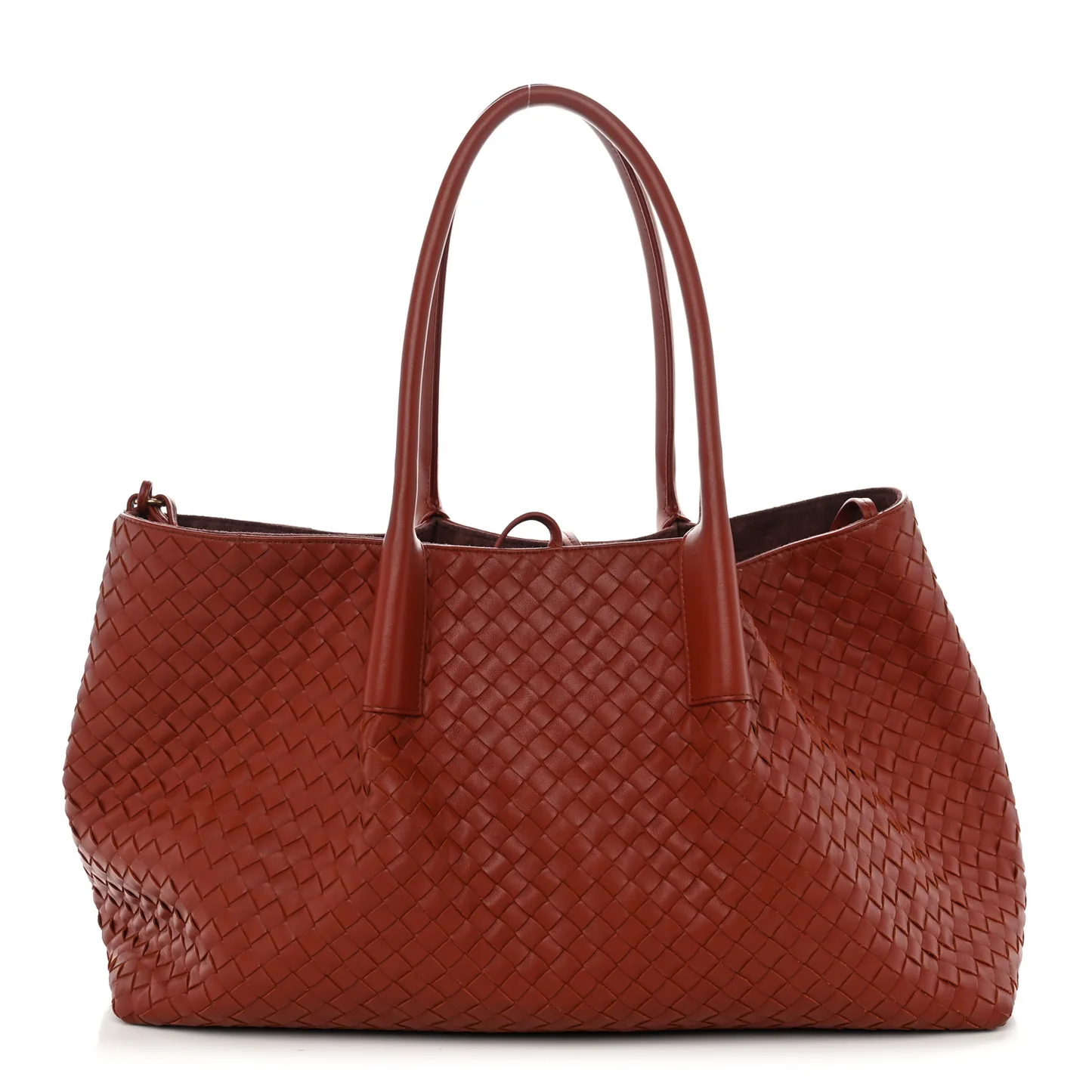 Bottega Veneta Calfskin Intrecciato Large Pinacoteca Reversible Tote Rust Deep Mahogany — view 2