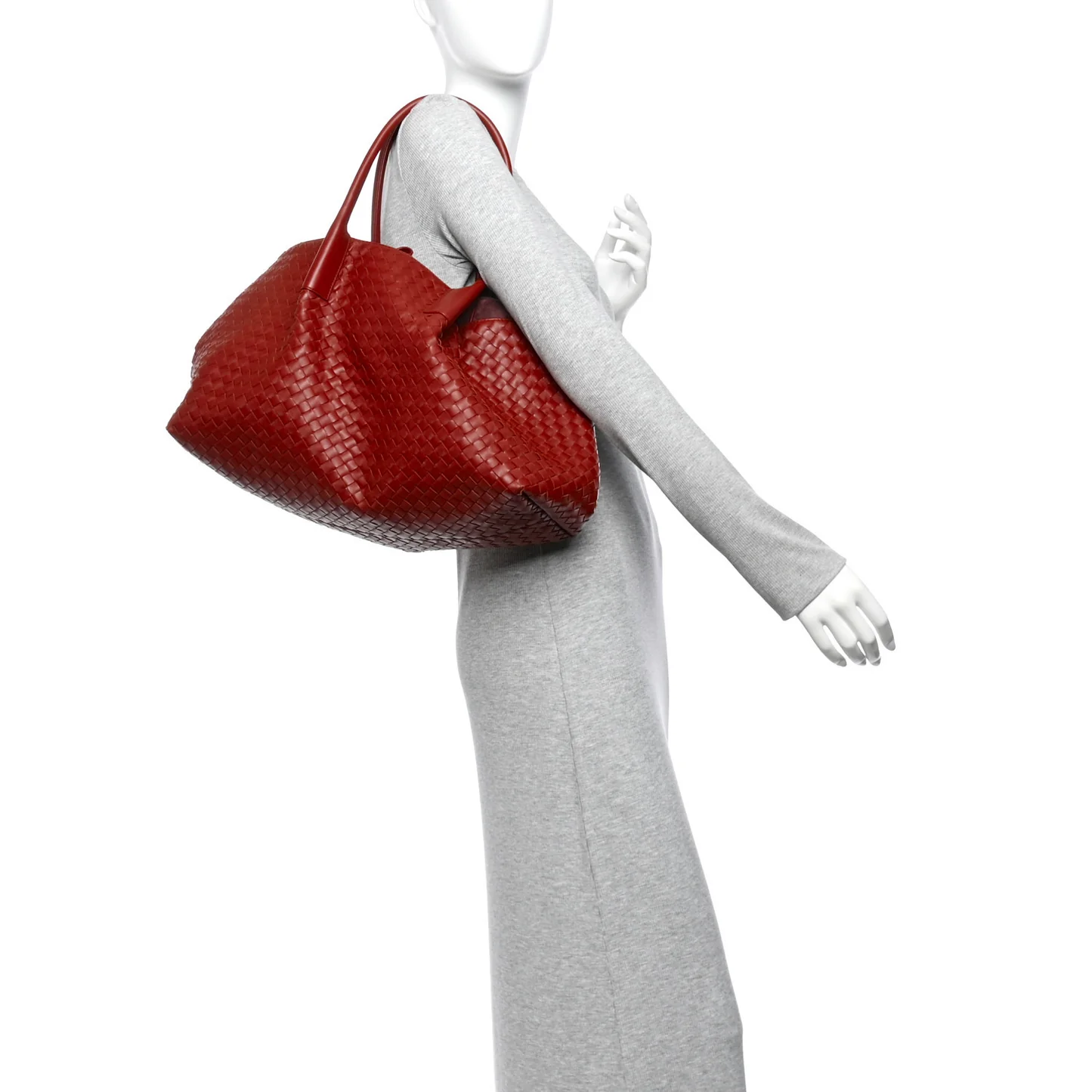 Bottega Veneta Calfskin Intrecciato Large Pinacoteca Reversible Tote Rust Deep Mahogany — view 3