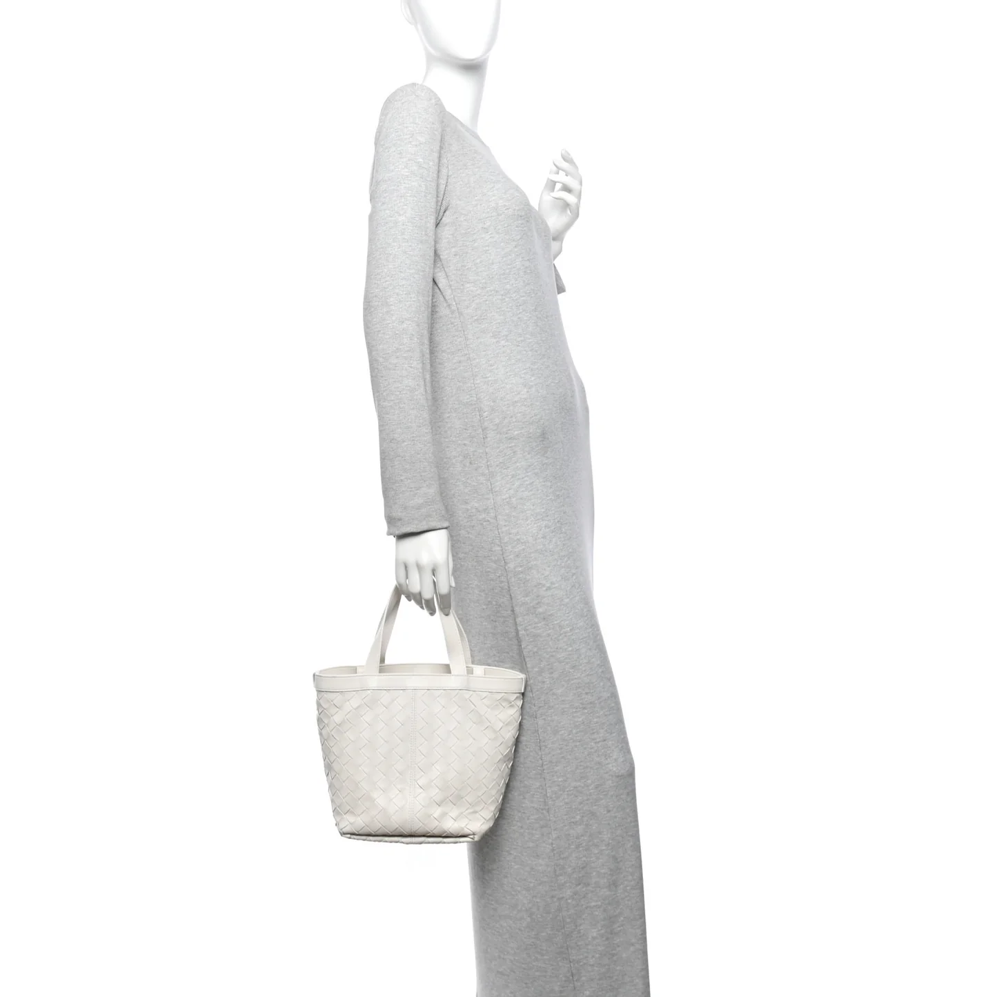 Bottega Veneta Nappa Intrecciato Small Flip Flap Tote Chalk — view 3