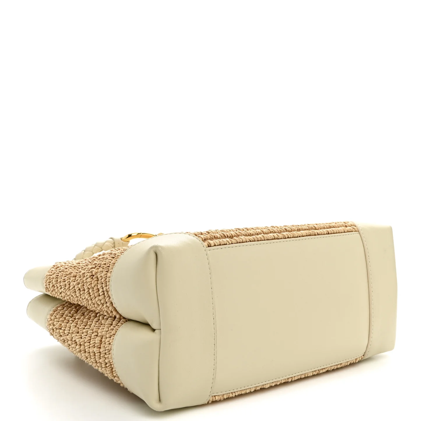 Bottega Veneta Raffia Calfskin Small Andiamo Shoulder Bag Sea Salt Natural — view 4