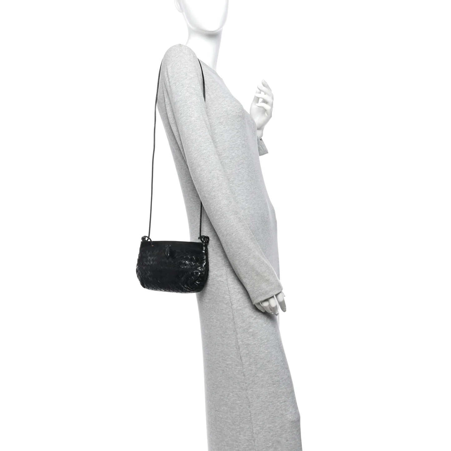 Bottega Veneta Nappa Intrecciato Mini Shoulder Bag Black — view 3