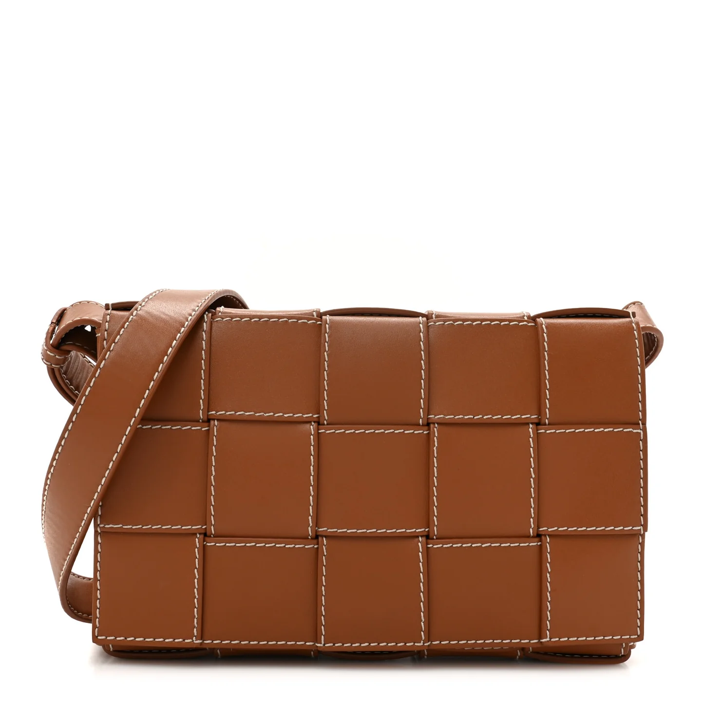 Bottega Veneta Lambskin Maxi Intrecciato Edge Stitch Cassette Crossbody Bag Wood — view 2